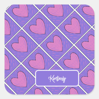 Sticker Carré Motif de quilt appliqué cœur
