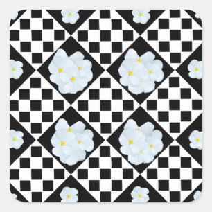 Sticker Carré Motif de sansy noir et blanc