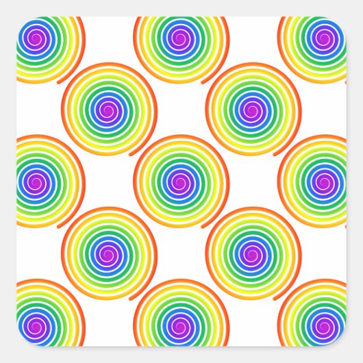 Sticker Carré Motif de spirale arc-en-ciel (Devant)