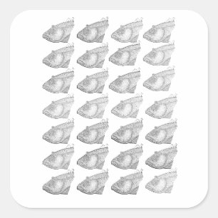 Sticker Carré Motif de tête de poisson bizarre