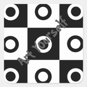 Sticker Carré Motif de vérification noir et blanc