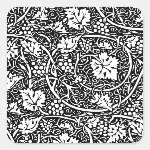 Sticker Carré Motif de vigne de raisin noir et blanc de William