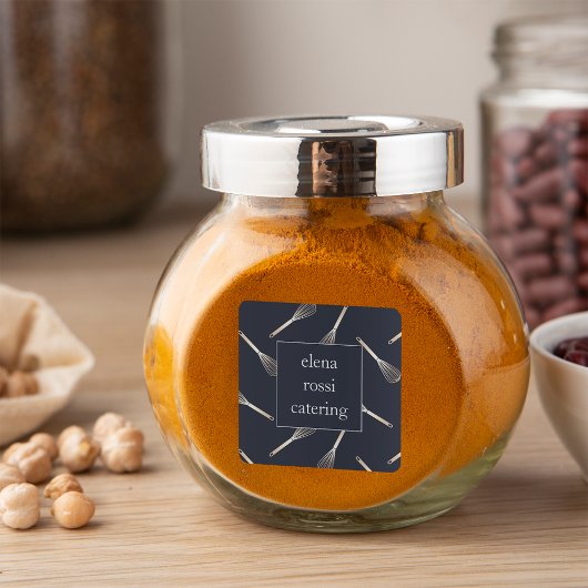 Sticker Carré Motif de Whisk Marine & Gold | Chef Caterer Baker