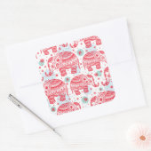 Sticker Carré Motif d'éléphant ethnique rouge (Enveloppe)