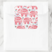 Sticker Carré Motif d'éléphant ethnique rouge (Sac)