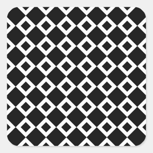 Sticker Carré Motif Diamant noir et blanc (Devant)