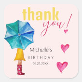 Sticker Carré Motif d'illustration d'aquarelle fille parapluie m (Devant)