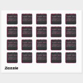 Sticker Carré Motif d'impression monogramme rose et noir (Feuille)