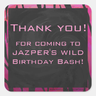 Sticker Carré Motif d'impression monogramme rose et noir