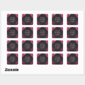 Sticker Carré Motif d'impression monogramme rose et noir (Feuille)