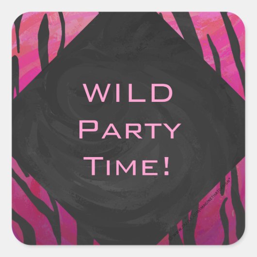 Sticker Carré Motif d'impression monogramme rose et noir (Devant)