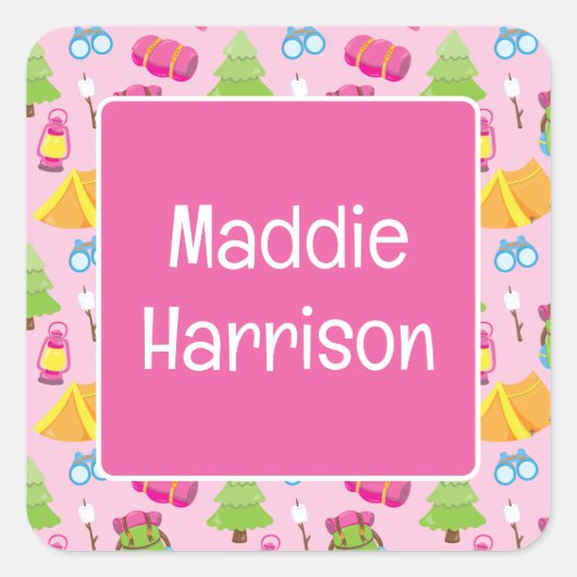 Sticker Carré Motif du camp d'été (Devant)