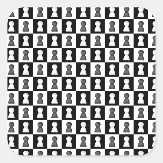 Sticker Carré Motif du jeu d'échecs noir et blanc (Devant)