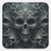 Sticker Carré Motif effrayant avec un imaginaire sombre et scull (Devant)