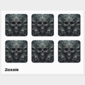 Sticker Carré Motif effrayant avec un imaginaire sombre et scull (Feuille)