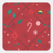 Sticker Carré Motif Elf Candy Checker (Devant)