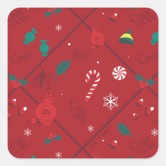 Sticker Carré Motif Elf Candy Checker (Devant)