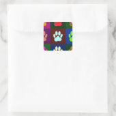 Sticker Carré Motif Empreinte de patte de chien multicolore (Sac)