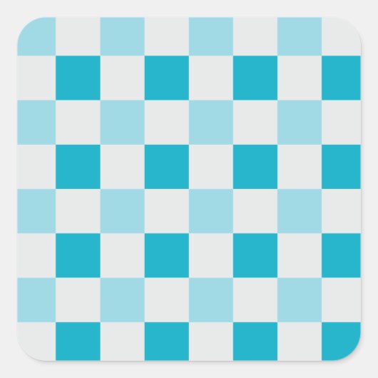 Sticker Carré Motif en damier blanc et bleu (Devant)