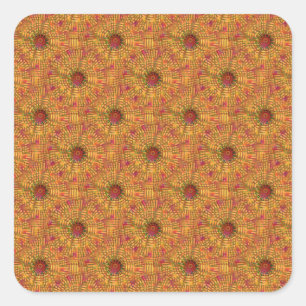 Sticker Carré Motif en mosaïque circulaire orange doré