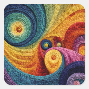 Sticker Carré Motif en spirale abstrait Texture de tourbillon 3D