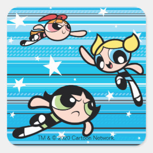 Sticker Carré Motif étoilé Powerpuff Girls