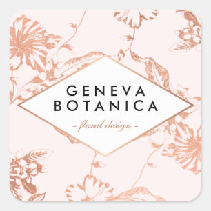 Sticker Carré Motif floral or rose gold vintage sur créateur ros