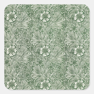 Sticker Carré Motif floral orné de fleurs blanches et de feuille