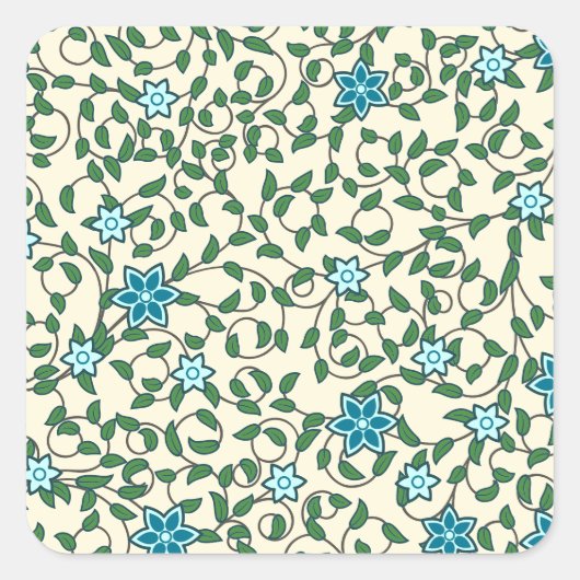 Sticker Carré Motif floral sans couture sur fond beige (Devant)