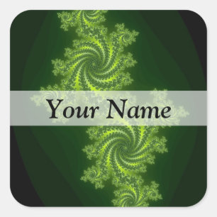 Sticker Carré Motif fractal numérique vert