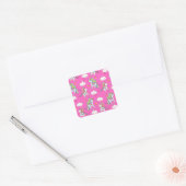 Sticker Carré Motif Funny Unicorn mignonne (Enveloppe)