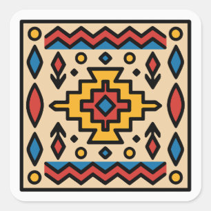Sticker Carré Motif géométrique amérindien du Sud-Ouest
