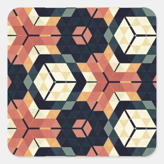 Sticker Carré Motif géométrique Carré Hexagon coloré (Devant)
