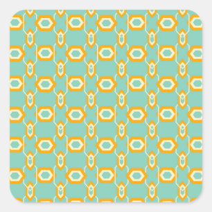 Sticker Carré Motif géométrique stylisé en hexagone orange gras