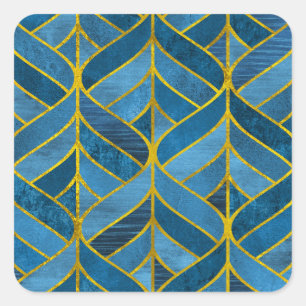 Sticker Carré Motif Gold Blue Grunge