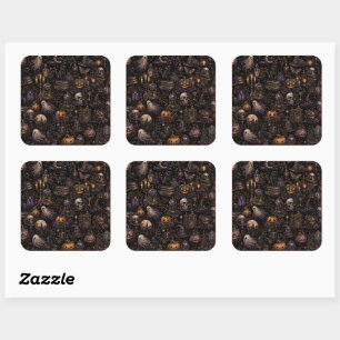 Sticker Carré Motif gothique vintage pour une nuit effrayante d'