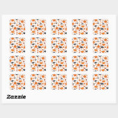 Sticker Carré Motif Helloween | citrouille, chauve-souris, feuil (Feuille)