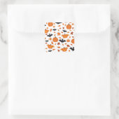 Sticker Carré Motif Helloween | citrouille, chauve-souris, feuil (Sac)
