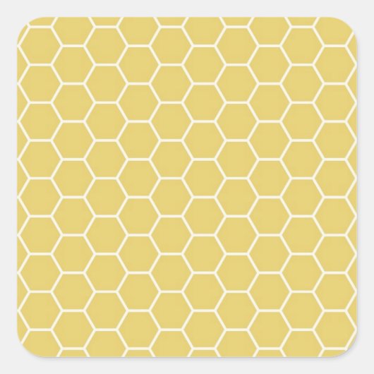 Sticker Carré Motif Hexagon de peigne géométrique jaune moutard (Devant)