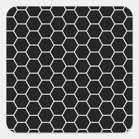 Sticker Carré Motif Hexagon géométrique noir et blanc (Devant)