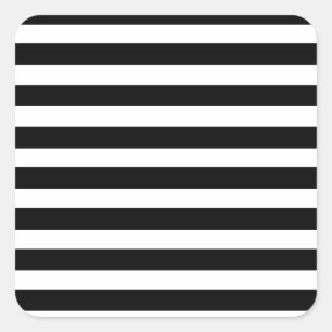 Sticker Carré Motif horizontal blanc noir de zèbre de rayures