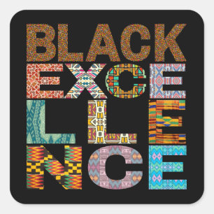 Sticker Carré Motif Kente pour l'excellence noire