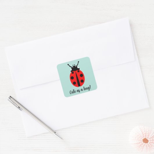 Sticker Carré Motif Ladybug (Enveloppe)