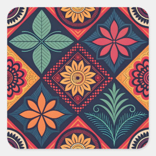 Sticker Carré Motif magique Fleurs