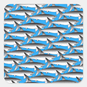 Sticker Carré Motif Megalodon en bleu
