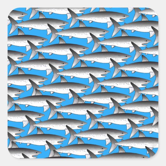 Sticker Carré Motif Megalodon en bleu (Devant)