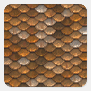 Sticker Carré Motif métallique en bronze or élégant