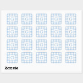Sticker Carré Motif monogramme bleu clair et blanc (Feuille)