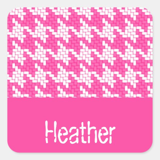 Sticker Carré Motif monogramme rose et blanc (Devant)