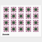 Sticker Carré Motif Motif Monogramme noir et rose joli (Feuille)
